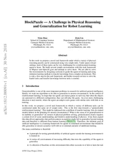 BlockPuzzle - A Challenge in Physical Reasoning and Generalization for
  Robot Learning