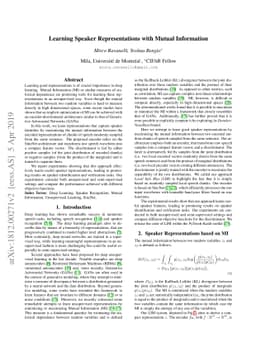 Learning Speaker Representations with Mutual Information
