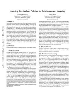 Learning Curriculum Policies for Reinforcement Learning
