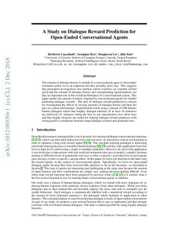 A Study on Dialogue Reward Prediction for Open-Ended Conversational
  Agents