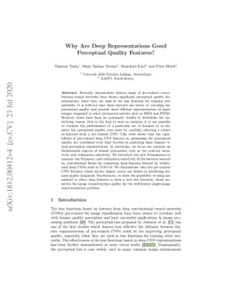 Why Are Deep Representations Good Perceptual Quality Features?