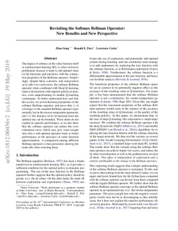 Revisiting the Softmax Bellman Operator: New Benefits and New
  Perspective