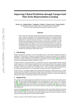 Improving Clinical Predictions through Unsupervised Time Series
  Representation Learning