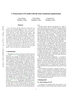 A Wasserstein GAN model with the total variational regularization