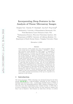 Incorporating Deep Features in the Analysis of Tissue Microarray Images