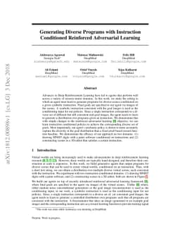 Generating Diverse Programs with Instruction Conditioned Reinforced
  Adversarial Learning