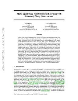 Multi-agent Deep Reinforcement Learning with Extremely Noisy
  Observations