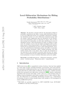 Local Obfuscation Mechanisms for Hiding Probability Distributions