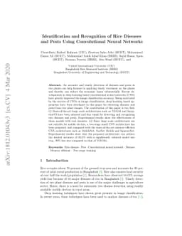 Identification and Recognition of Rice Diseases and Pests Using
  Convolutional Neural Networks