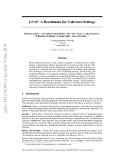 LEAF: A Benchmark for Federated Settings