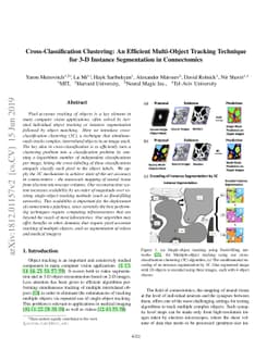 Cross-Classification Clustering: An Efficient Multi-Object Tracking
  Technique for 3-D Instance Segmentation in Connectomics