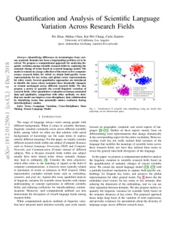 Quantification and Analysis of Scientific Language Variation Across
  Research Fields