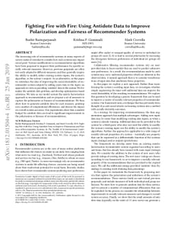 Fighting Fire with Fire: Using Antidote Data to Improve Polarization and
  Fairness of Recommender Systems