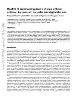 Control of automated guided vehicles without collision by quantum
  annealer and digital devices