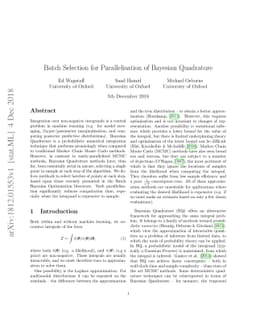 Batch Selection for Parallelisation of Bayesian Quadrature