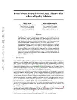 Feed-Forward Neural Networks Need Inductive Bias to Learn Equality
  Relations