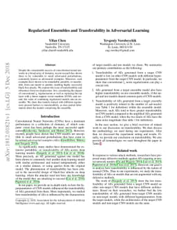 Regularized Ensembles and Transferability in Adversarial Learning