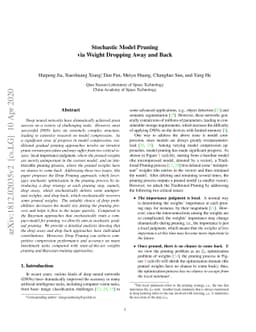 Stochastic Model Pruning via Weight Dropping Away and Back