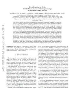 Deep Learning at Scale for the Construction of Galaxy Catalogs in the
  Dark Energy Survey