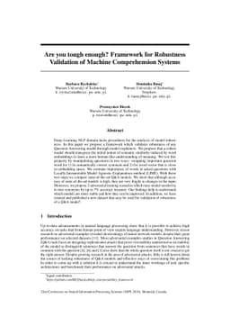 Are you tough enough? Framework for Robustness Validation of Machine
  Comprehension Systems