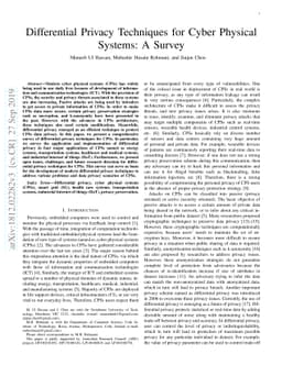 Differential Privacy Techniques for Cyber Physical Systems: A Survey