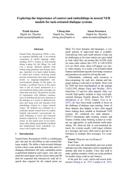 Exploring the importance of context and embeddings in neural NER models
  for task-oriented dialogue systems