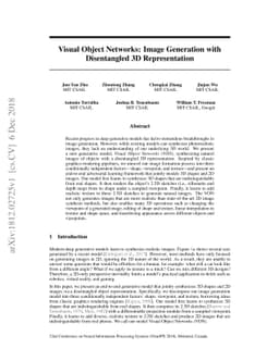 Visual Object Networks: Image Generation with Disentangled 3D
  Representation