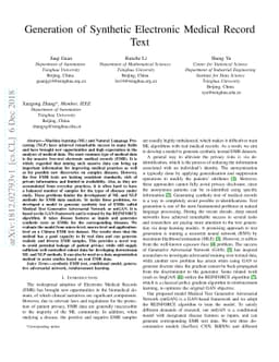 Generation of Synthetic Electronic Medical Record Text