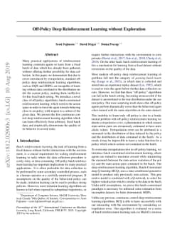 Off-Policy Deep Reinforcement Learning without Exploration