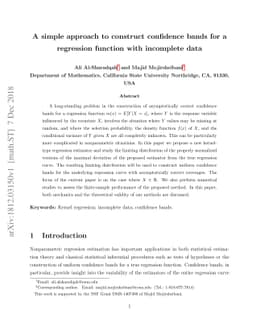 A simple approach to construct confidence bands for a regression
  function with incomplete data