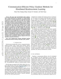 Communication-Efficient Policy Gradient Methods for Distributed
  Reinforcement Learning