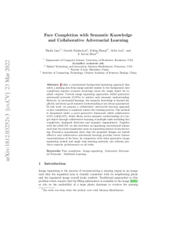 Face Completion with Semantic Knowledge and Collaborative Adversarial
  Learning