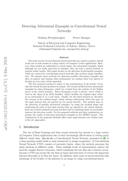 Detecting Adversarial Examples in Convolutional Neural Networks