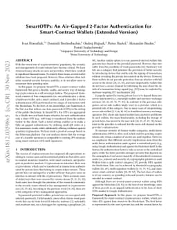SmartOTPs: An Air-Gapped 2-Factor Authentication for Smart-Contract
  Wallets (Extended Version)