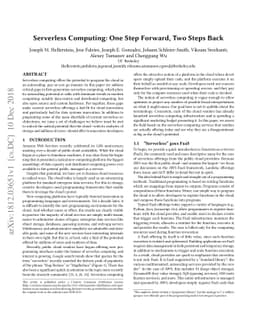 Serverless Computing: One Step Forward, Two Steps Back