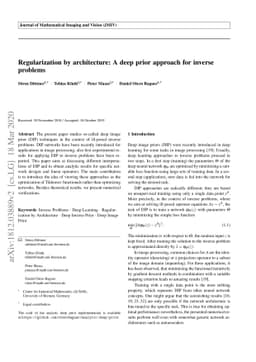 Regularization by architecture: A deep prior approach for inverse
  problems