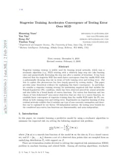 Stagewise Training Accelerates Convergence of Testing Error Over SGD