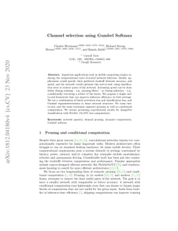 Channel selection using Gumbel Softmax