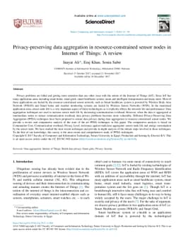 Privacy-preserving data aggregation in resource-constrained sensor nodes
  in Internet of Things: A review