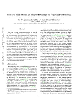 Non-local Meets Global: An Integrated Paradigm for Hyperspectral
  Denoising