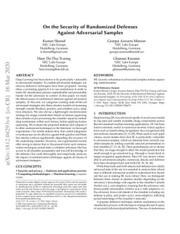 On the Security of Randomized Defenses Against Adversarial Samples