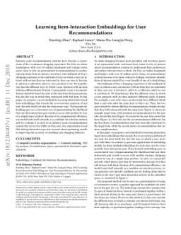 Learning Item-Interaction Embeddings for User Recommendations