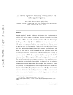 An efficient supervised dictionary learning method for audio signal
  recognition
