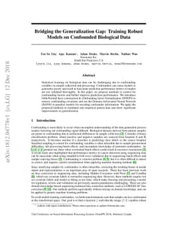 Bridging the Generalization Gap: Training Robust Models on Confounded
  Biological Data