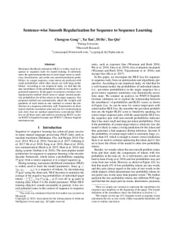 Sentence-wise Smooth Regularization for Sequence to Sequence Learning
