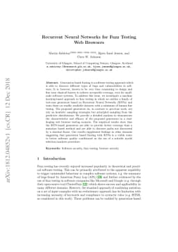 Recurrent Neural Networks for Fuzz Testing Web Browsers