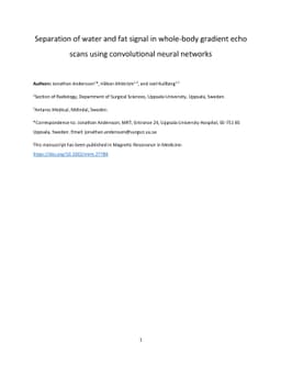 Separation of water and fat signal in whole-body gradient echo scans
  using convolutional neural networks