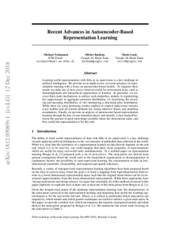 Recent Advances in Autoencoder-Based Representation Learning