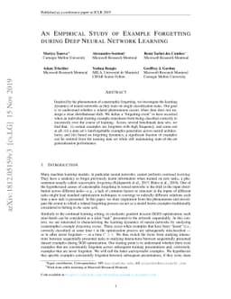 An Empirical Study of Example Forgetting during Deep Neural Network
  Learning