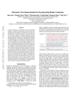 Abstractive Text Summarization by Incorporating Reader Comments
